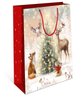 Пакет подар. бум. новогодн. 33*42*10см 157гр/м Звери у Елки
