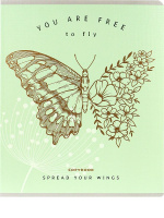 Тетрадь А5 48л кл. Проф-Пресс "Насекомые и растения" золото, лен