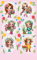 Наклейки детские 15*9см  "Девочки"