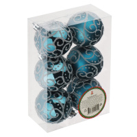 Набор елочных шаров 6 см, 6 шт., синий, пластик