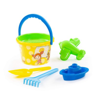 Набор игрушек. "Простоквашино" ведро среднее с наклейкой, ситечко, лопатка, грабельки, формочка