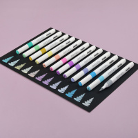 НАБОР МАРКЕРОВ-КИСТЕЙ  АКРИЛОВЫХ "SKETCH&ART" ПАСТЕЛЬНЫЕ ЦВЕТА, 12 ЦВ.