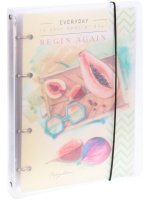 Тетрадь  А5 120л кл. на кольцах Проф-Пресс "Полезный завтрак" пласт.обл., резинка, белизна 100%