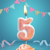 Свеча-цифра "5" сахарная, 4см