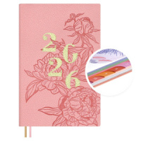 Еженедельник дат. 2026г А6 96л., кожзам., мягк.пер. "Джут розовый" тисн.фольгой, вырубка, ляссе