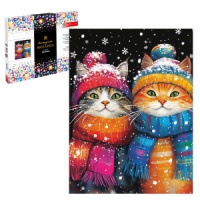 Мозаика алмазная по номерам на холсте 30*40см "Снежные коты" с подрамником