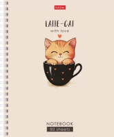 Тетрадь А5  80л ЛИН. гребень Hatber "КотэКофи" софт-тач, 2диз.в спайке