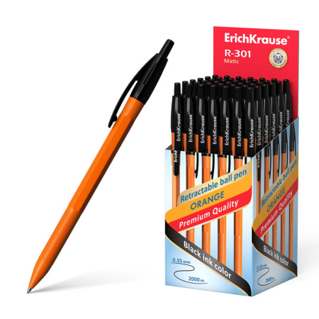 Ручка шар. ЕК R-301 0.7мм MATIC ORANGE автомат, чёрная