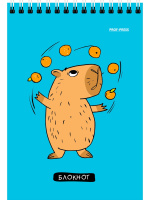 Блокнот А6  40л гребень "Очаровательная капибара" клетка