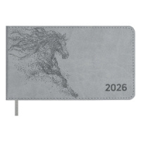 Планинг дат. 2026г 150*87мм 64л., кожзам., мягк.пер. "Виннер серый" ляссе