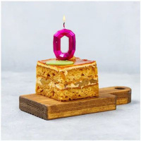 Свеча-цифра "0" Диамант Маджента, 4,5см.