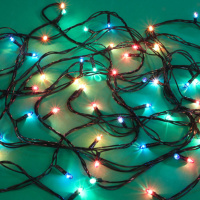 Гирлянда электрическая 7м 100 ламп, зелёный шнур, вьюн, 8 режимов,  220В, мультицвет