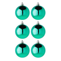 Набор елочных шаров  6 см, 6 шт., бирюза, пластик