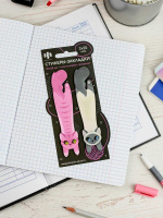 Закладки с липким краем (25*120мм)  2 цв, по 25л. "Коты" пластиковые