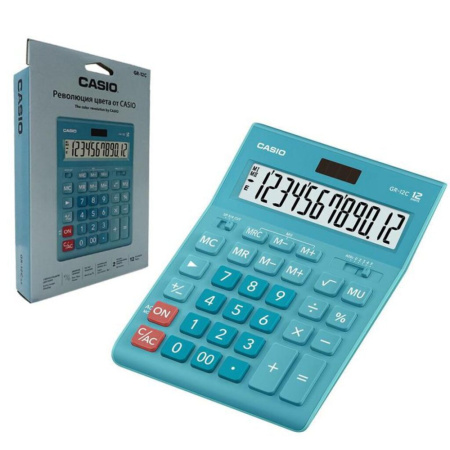 Калькулятор 12 разр. CASIO GR-12C-LB настольный, голубой