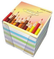 Блок бумаги для записи  (90*90*90мм) цветной 2-4 цв. пл. 80г/м2, в боксе (офс)