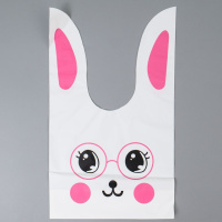 Мешок подар. ПВХ  с ушами 16*27см "Зайчик в очках" 50шт/уп