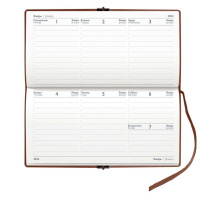 Планинг дат. 2024г, 175*95мм  64л., кож.зам., мягк.пер. "Тиволи глосс коричневый" блинт.тисн., ляссе