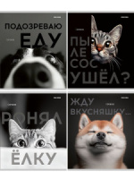 Тетрадь А5 48л кл. Проф-Пресс "Домашние животные и смешные фразы" глиттер