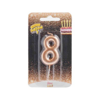 Свеча-цифра Розовое золото "8", 4,5см.