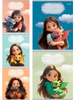 Тетрадь А5 12л косая лин. Проф-Пресс "Маленькие драконы" 5 диз.в спайке