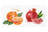 Картина по номерам на холсте на магните 9*9см "Яркие фрукты"  2 шт