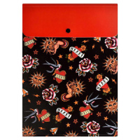 Конверт на кнопке  с рисунком 6 отд. 240*345мм, Олд скул тату