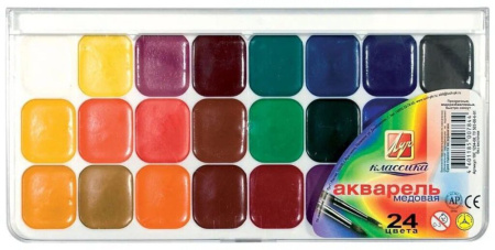Акварельные краски 24цв. Классика, медовые, п\упак, б\к