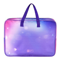 Папка А4 (345*260*70) с ручками, молния, ткань "Девушка с барсом"