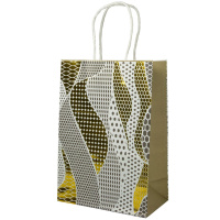 Пакет подар. бумажн. крафт 15*21*8 см, 120 гр/м Узор Золотом, 4 дизайна