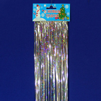 Дождик 100мм*1м, ПВХ, 2 шт, серебристый, голографический