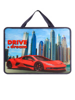 Папка А4 (334*260*80) с ручками, молния, пластик "Красный гиперкар"