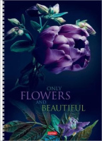 Тетрадь А4  96л кл. гребень Hatber "Beautiful flowers" перфорация, 4 диз. в блоке