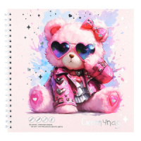 Скетчпад 195*195мм  40л., гребень, 100гр/м2 "Розовый микс"