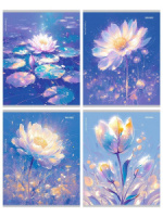 Тетрадь А5  96л кл. Проф-Пресс "Цветы под луной" глиттер