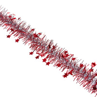 Мишура d=6см, 2м, ПВХ, двухцветная с декором Зевезды, ассорти
