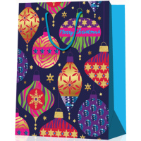 Пакет подар. бум. новогодн. 26*32*12 см 210 гр/м2 "Игрушки" микс дизайнов