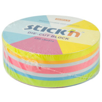 Бумага с липким краем (67*67мм) 250л, 5цв., НЕОН, круг