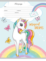 Тетрадь А5 12л косая лин. с доп.горизонт.лин. Проф-Пресс "Милые единороги-1" 5диз.в сп.,белизна 100%