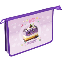 Папка д/труда А4 (337*243*80) 2отд. молния сверху, пластик" So Sweet" конгр.тиснение