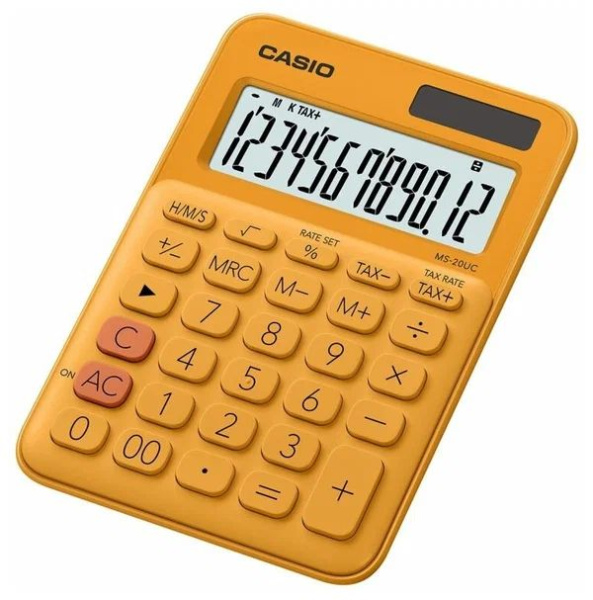 Калькулятор 12 разр. CASIO Casio MS-20UC-RG-S-EC настольный, оранжевый