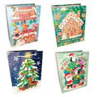 Пакет подар. бум. новогодн. 18*23*10 см 210 гр/м2 "Пряничное настроение" микс дизайнов