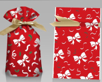 Пакет с лентой 15*23см "Олени вязанка" 50шт.