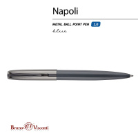 Ручка в футляре автомат. "Napoli. Серая/вороненая сталь" шарик., 1,0мм, металл., синие чернила