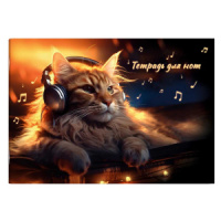 Тетрадь для нот А4 12л., гориз., скоба "Кот-меломан"