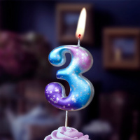 Свеча-цифра "3" космос, 4см