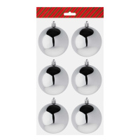 Набор елочных шаров  7 см, 6 шт., серебро, пластик