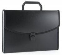 Портфель  6 отд. с ручкой и замком с окантовкой, чёрный