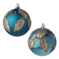 Набор елочных шаров 8 см, 4 шт., золото/синий, пластик