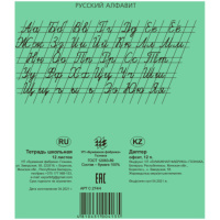 Тетрадь А5 12л косая лин.  Гознак "Зеленая" белизна 96%